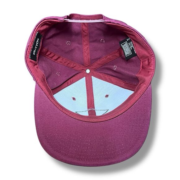 Brixton Originals Supplies Skateboarding Burgundy Red SnapBack Baseball Cap Hat - Picture 7 of 9